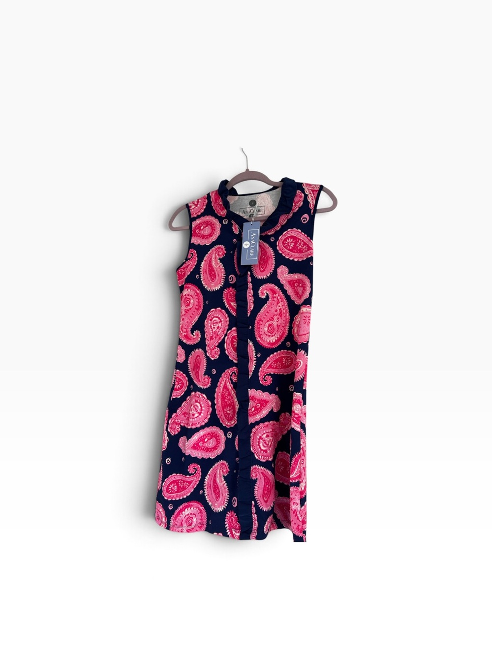 AnaClare Sleeveless Navy Blue and Paisley Dress NWT Small